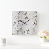 樺の木樹皮型 スクエア壁時計 (ホーム)