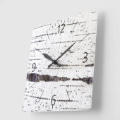 樺の木樹皮模様 スクエア壁時計 (傾斜)