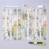樺の木樹皮緑水彩ティッシュペーパー 薄葉紙 (クラフト)