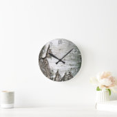 樺の木樹皮 ラウンド壁時計 (ホーム)