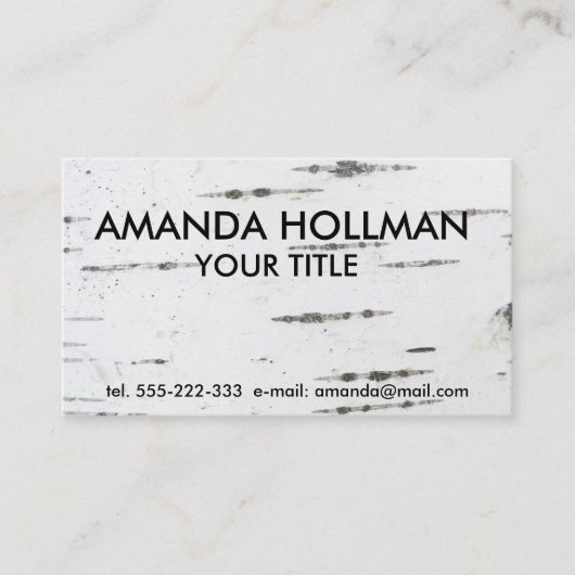 樺の木樹皮 名刺 (正面)