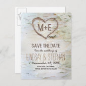 樺の木樹皮rustic日付はがきを保存 案内ポストカード (正面/裏面)