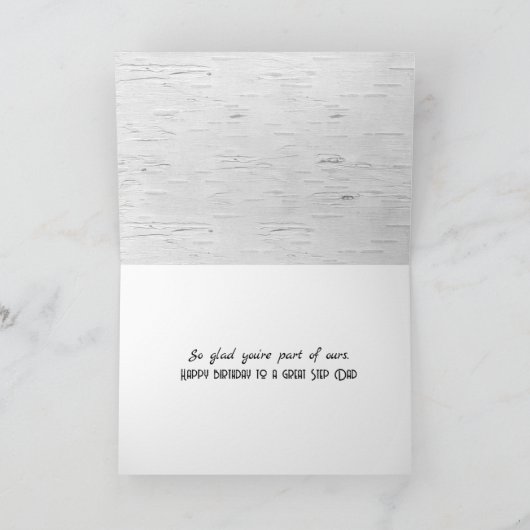 樺の木父のツリーのステップ誕生日 カード (内部)