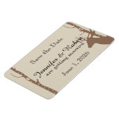 樺の木素朴の木と鹿の結婚式の日付を保存 マグネット (左側)