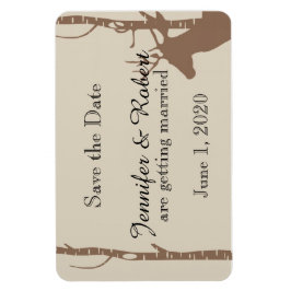 樺の木素朴の木と鹿の結婚式の日付を保存 マグネット