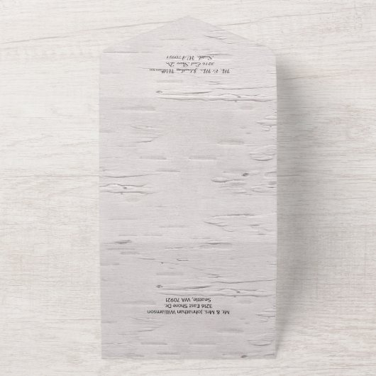 樺の木素朴の木と鹿結婚の木 オールインワン招待状 (外側)