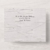 樺の木素朴の木と鹿結婚の木 オールインワン招待状 (裏面)