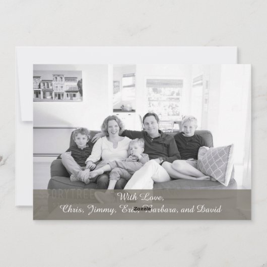 樺の木素朴ウッドクリスマスツーフォトカード シーズンカード (裏面)