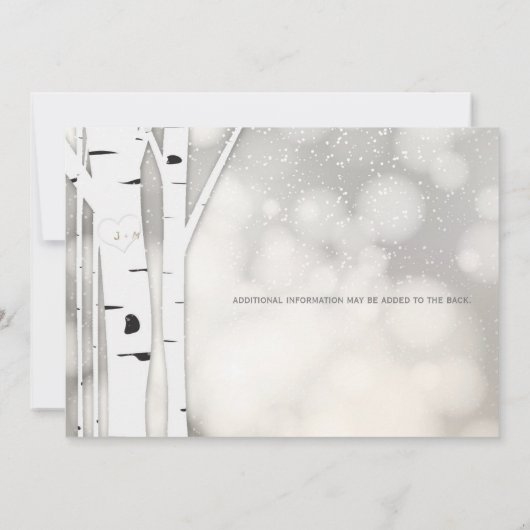 樺の木素朴ツリーウィンターホワイト結婚式招待状 招待状 (裏面)