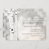 樺の木素朴ツリーウィンターホワイト結婚式招待状 招待状 (正面/裏面)