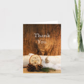 樺の木素朴ツリー&バーンウッド結婚ズザンキュー サンキューカード (正面)