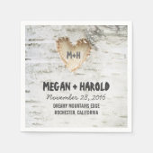 樺の木素朴ハートツインスパイアリー スタンダードカクテルナプキン (正面)