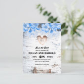 樺の木素朴ハート国の保存日付 案内ポストカード (スタンド正面)