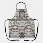 樺の木素朴バークウッド彫りハート#1ママ名 エプロン (正面)