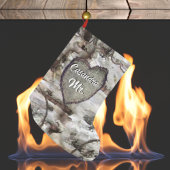 樺の木素朴バークウッド彫刻ハート《植物》アスペンツリー氏。 スモールクリスマスストッキング