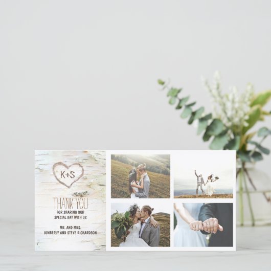 樺の木素朴バークハート結婚ズ・サンキュー サンキューカード (スタンド正面)