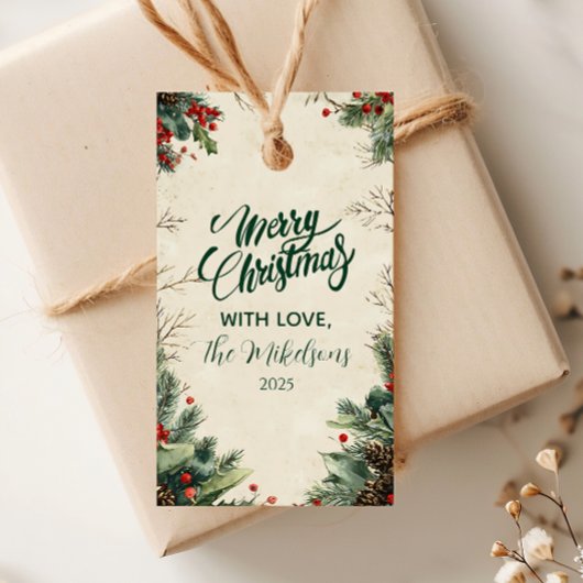 樺の木素朴ピネコーンクリスマスパーティー ギフトタグ