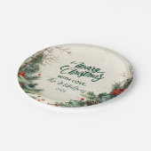 樺の木素朴ピネコーンクリスマスパーティー ペーパープレート (アングル)