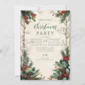 樺の木素朴ピネコーンクリスマスパーティー 招待状 (正面)