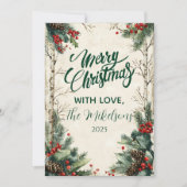 樺の木素朴ピネコーンクリスマス シーズンカード (正面)