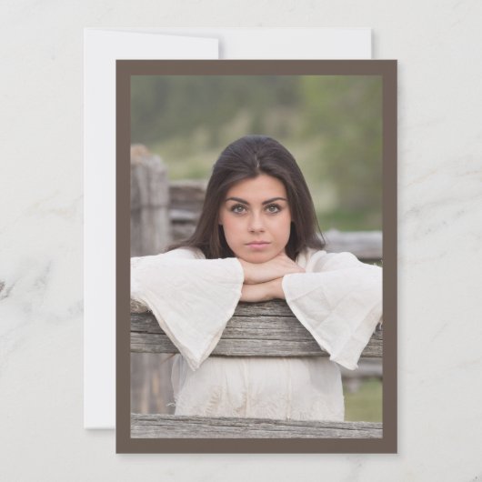 樺の木素朴ホワイトフローラ写真卒業パーティー 招待状 (裏面)