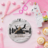 樺の木素朴屋外ワイルダネス1歳の誕生日 ペーパープレート (パーティー)