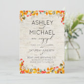 樺の木素朴秋リーフフォトタイポグラフィパーティー 招待状 (スタンド正面)