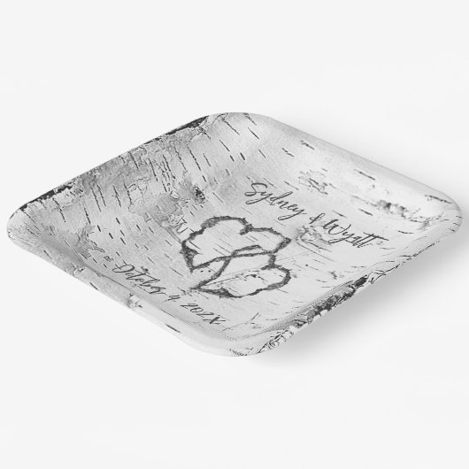 樺の木結婚バークハート紙プレート ペーパープレート (傾斜あり)