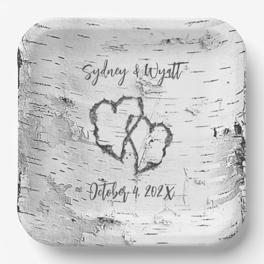 樺の木結婚バークハート紙プレート ペーパープレート (正面)