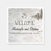 樺の木結婚樹皮 スタンダードカクテルナプキン (正面)