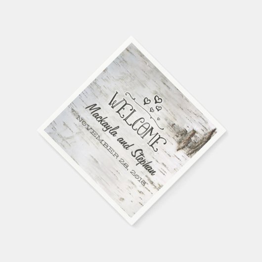 樺の木結婚樹皮 スタンダードカクテルナプキン (角)