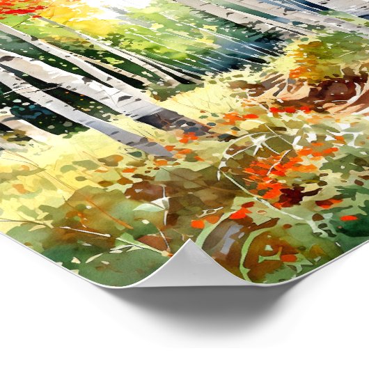 樺の木絵を描フォレストのポスター ポスター (角)