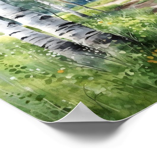 樺の木絵を描フォレストのポスター ポスター (角)