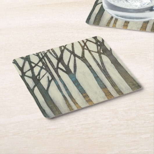 樺の木線I スクエアペーパーコースター (アングル)