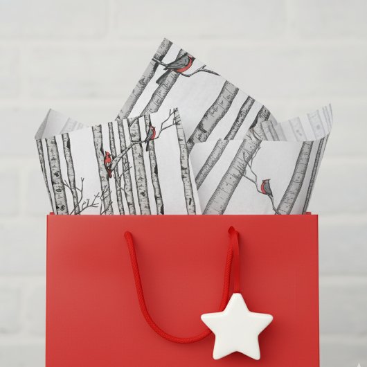 樺の木赤と白樹赤（鳥）ショウジョウコウカンチョウ鳥 薄葉紙