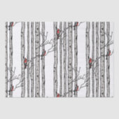 樺の木赤と白樹赤（鳥）ショウジョウコウカンチョウ鳥 薄葉紙 (正面)