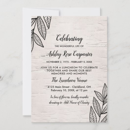 樺の木·お祝い 招待状 (正面)