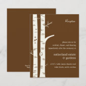 樺の木 ウェディング レセプション カード - チョコレート (正面/裏面)