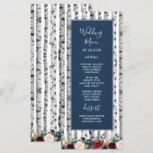 樺の木 ネイビーブルー ワインレッド 結婚式 メニューカード メニュー (正面/裏面)