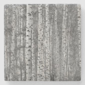 樺の木 – 木 – 森 –  ストーンコースター (正面)