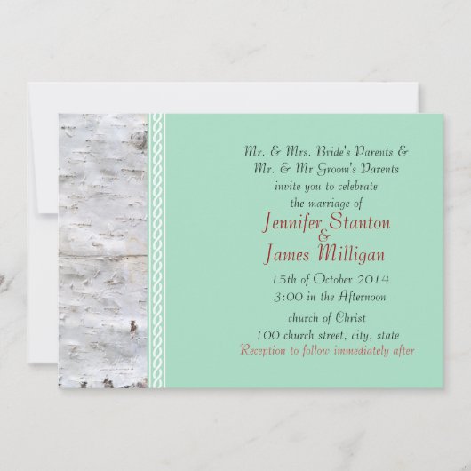 樺の樹皮テンプレート 招待状 (正面)