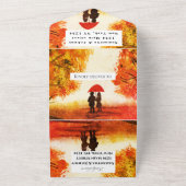 樺の樹皮 秋 木 葉 結婚記念日 オールインワン招待状 (外側)