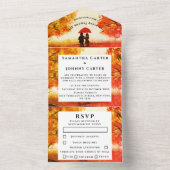 樺の樹皮 秋 木 葉 結婚記念日 オールインワン招待状 (内側)