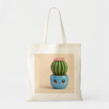 樽サボテンのかわいい観葉植物トートバッグ