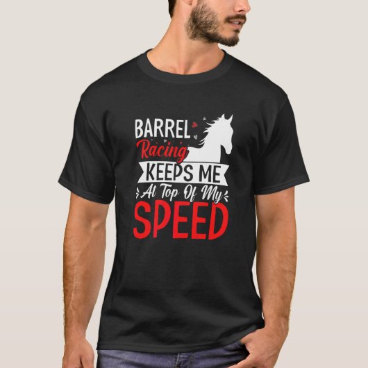樽乗り馬術で私はトップスピード Funny Horse Race Tシャツ (正面)
