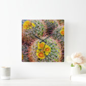 樽型サボテン、カリフォルニア州 スクエア壁時計 (ホーム)