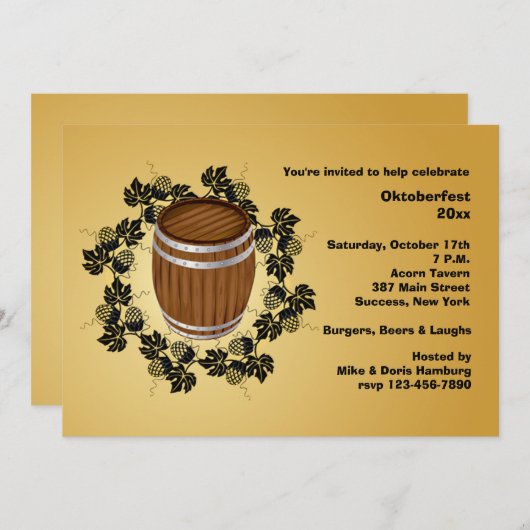 樽形ビールオクトーバーフェスト招待状 招待状 (正面/裏面)