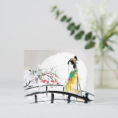 橋に立つ芸者 ポストカード (スタンド正面)