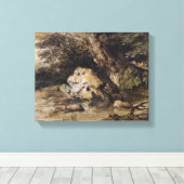 橋に近づく姿のある丘の風景 キャンバスプリント (インサイチュ (ウッドフロア))