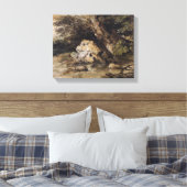 橋に近づく姿のある丘の風景 キャンバスプリント (インサイチュ (寝室))